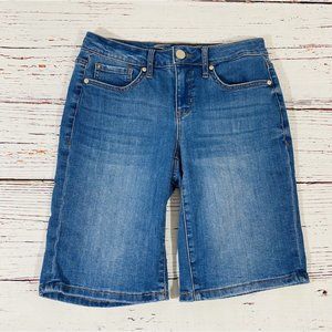 Seven7 Womens Jean Shorts Sz 4 Denim Weekend Bermuda Mid Rise Mom Style Long